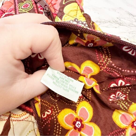Vera Bradley Floral Quilted Shoulder Hobo Boho Hippie Brown Pink Women's Handbag - Picture 8 of 11